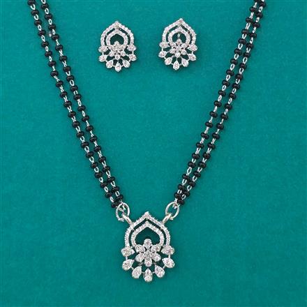 American Diamond Classic Mangalsutra with Rhodium Plating 2 Tone Plating