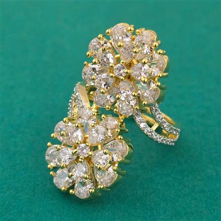 American Diamond Adjustable Ring with 2 Tone Plating