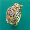 American Diamond Adjustable Ring with 2 Tone Plating