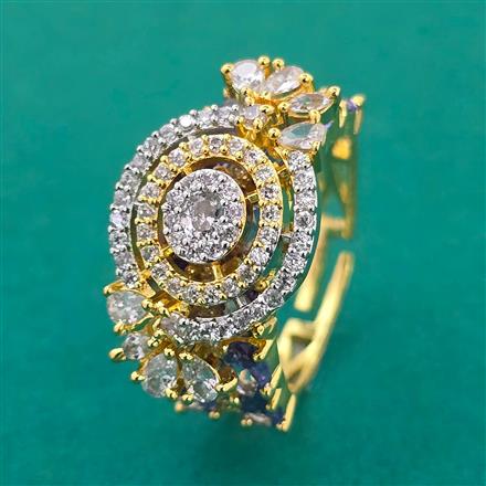 American Diamond Adjustable Ring with 2 Tone Plating