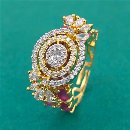 American Diamond Adjustable Ring with 2 Tone Plating