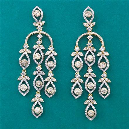 American Diamond Long Earring with 2 Tone Plating