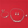 American Diamond Combo Necklace Set with Rhodium Plating 2 Tone Plating