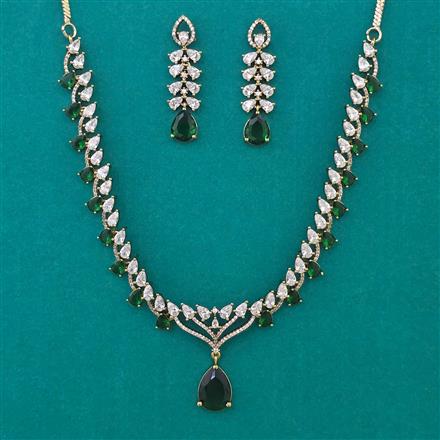 American Diamond Delicate Necklace with Mehndi Plating