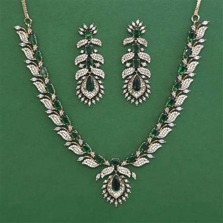American Diamond Classic Necklace with Mehndi Plating
