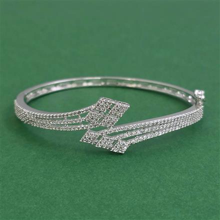 American Diamond Openable kada with Rhodium Plating Mehndi Plating