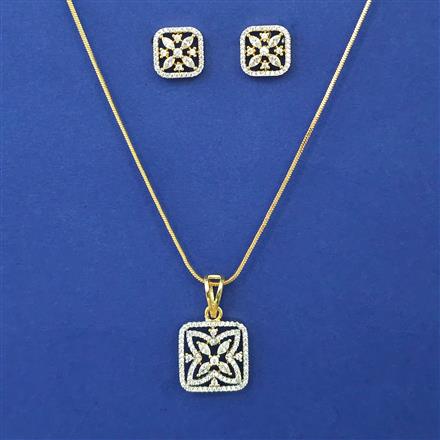 American Diamond Classic Pendant Set with 2 Tone Plating