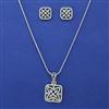 American Diamond Classic Pendant Set with Rhodium Plating