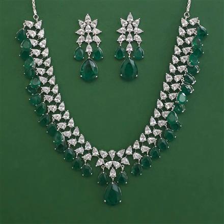American Diamond Classic Necklace with Rhodium Plating