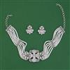 American Diamond Choker Necklace with Rhodium Plating