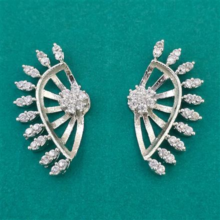 American Diamond Classic Earring with Rhodium Plating 2 Tone Plating