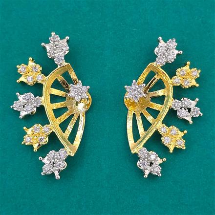 American Diamond Classic Earring with Rhodium Plating 2 Tone Plating