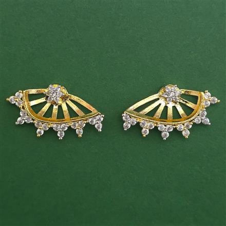 American Diamond Classic Earring with Rhodium Plating 2 Tone Plating
