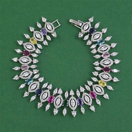 American Diamond Hazoorilal Bracelet with Rhodium Plating