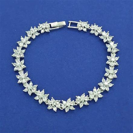 American Diamond Classic Bracelet with Rhodium Plating Mehndi Plating