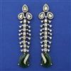 American Diamond Long Earring with Mehndi Plating