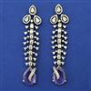 American Diamond Long Earring with Mehndi Plating
