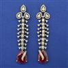 American Diamond Long Earring with Mehndi Plating