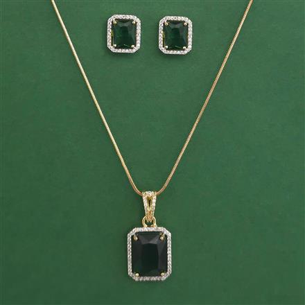 American Diamond Classic Pendant Set with 2 Tone Plating