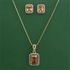 American Diamond Classic Pendant Set with 2 Tone Plating