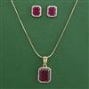 American Diamond Classic Pendant Set with 2 Tone Plating