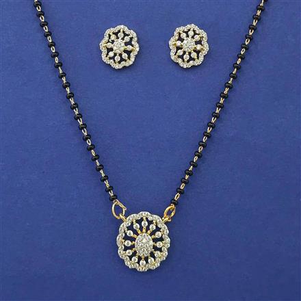 American Diamond Classic Mangalsutra with Rhodium Plating 2 Tone Plating