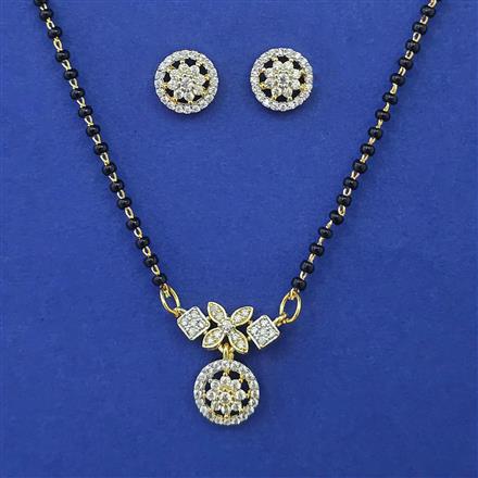 American Diamond Classic Mangalsutra with Rhodium Plating 2 Tone Plating