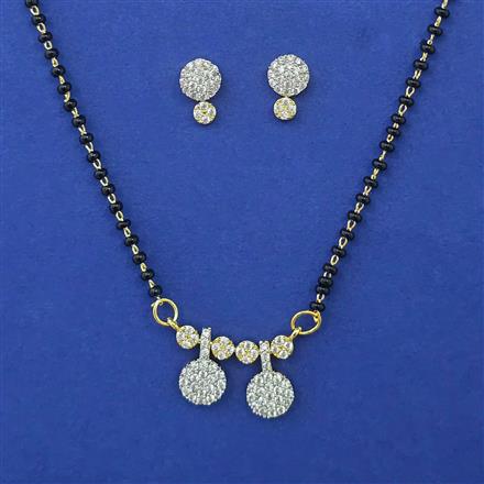 American Diamond Classic Mangalsutra with Rhodium Plating 2 Tone Plating
