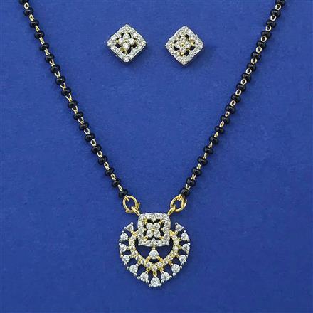 American Diamond Classic Mangalsutra with Rhodium Plating 2 Tone Plating