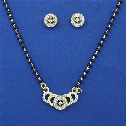 American Diamond Classic Mangalsutra with Rhodium Plating 2 Tone Plating