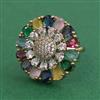American Diamond Adjustable Ring with Mehndi Plating