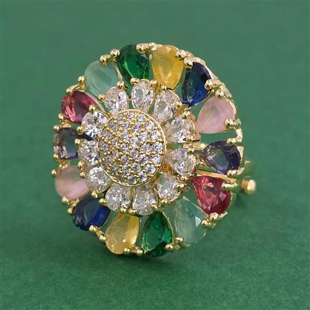 American Diamond Adjustable Ring with 2 Tone Plating