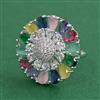 American Diamond Adjustable Ring with Rhodium Plating
