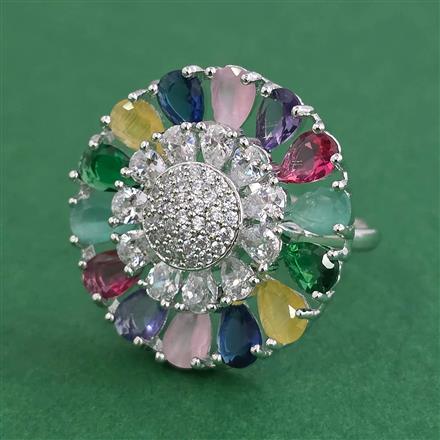 American Diamond Adjustable Ring with Rhodium Plating