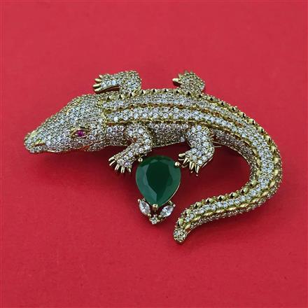 American Diamond Animal Brooch with Mehndi Plating