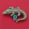 American Diamond Animal Brooch with Mehndi Plating