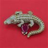 American Diamond Animal Brooch with Mehndi Plating