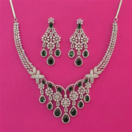 American Diamond Classic Necklace with Rhodium Plating