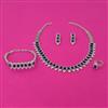 American Diamond Combo Necklace Set with Rhodium Plating
