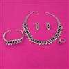 American Diamond Combo Necklace Set with Rhodium Plating