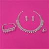 American Diamond Combo Necklace Set with Rhodium Plating
