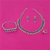 American Diamond Combo Necklace Set with Rhodium Plating