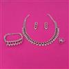 American Diamond Combo Necklace Set with Rhodium Plating