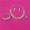 American Diamond Combo Necklace Set with Rhodium Plating