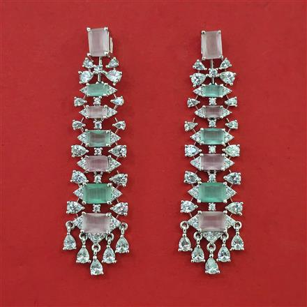 American Diamond Classic Earring with Rhodium Plating