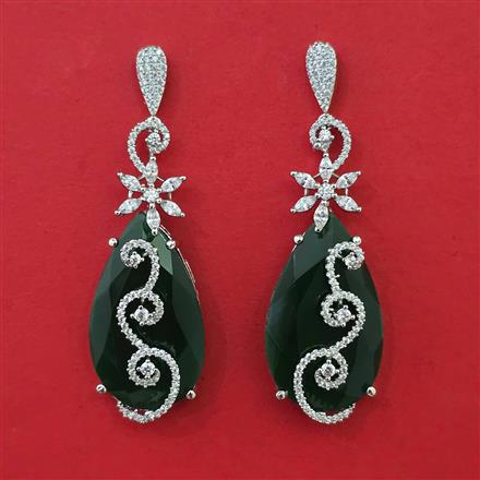 American Diamond Classic Earring with Rhodium Plating