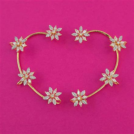 American Diamond Earcuff with Rhodium Plating 2 Tone Plating Mehndi Plating