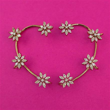 American Diamond Earcuff with Rhodium Plating 2 Tone Plating Mehndi Plating