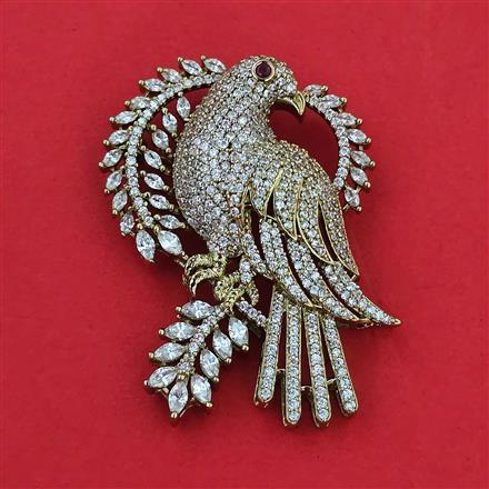 American Diamond Birds Brooch with Rhodium Plating 2 Tone Plating Mehndi Plating