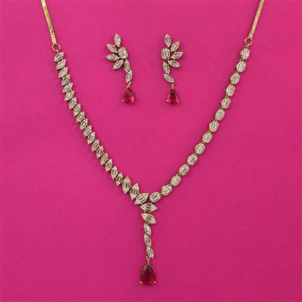 American Diamond Delicate Necklace with Mehndi Plating